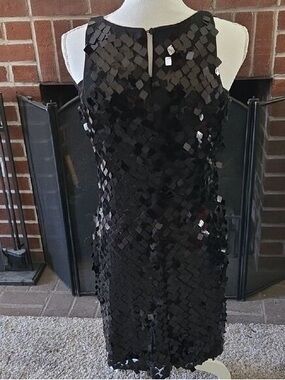 White House Black Market Black Square Sequin Sheath Dress